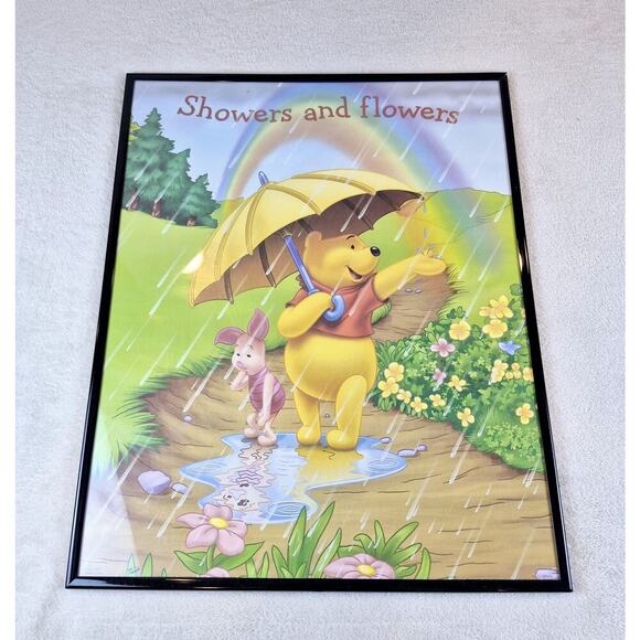 Disney Winnie The Pooh #2372 Frame 20x16 Showers And Flowers Works By A.A. Milne - Picture 1 of 7
